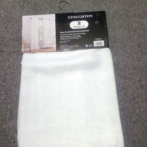 NEW Curtains~Sheer Voile Rod Pocket Panel Pair~White~2 Panels